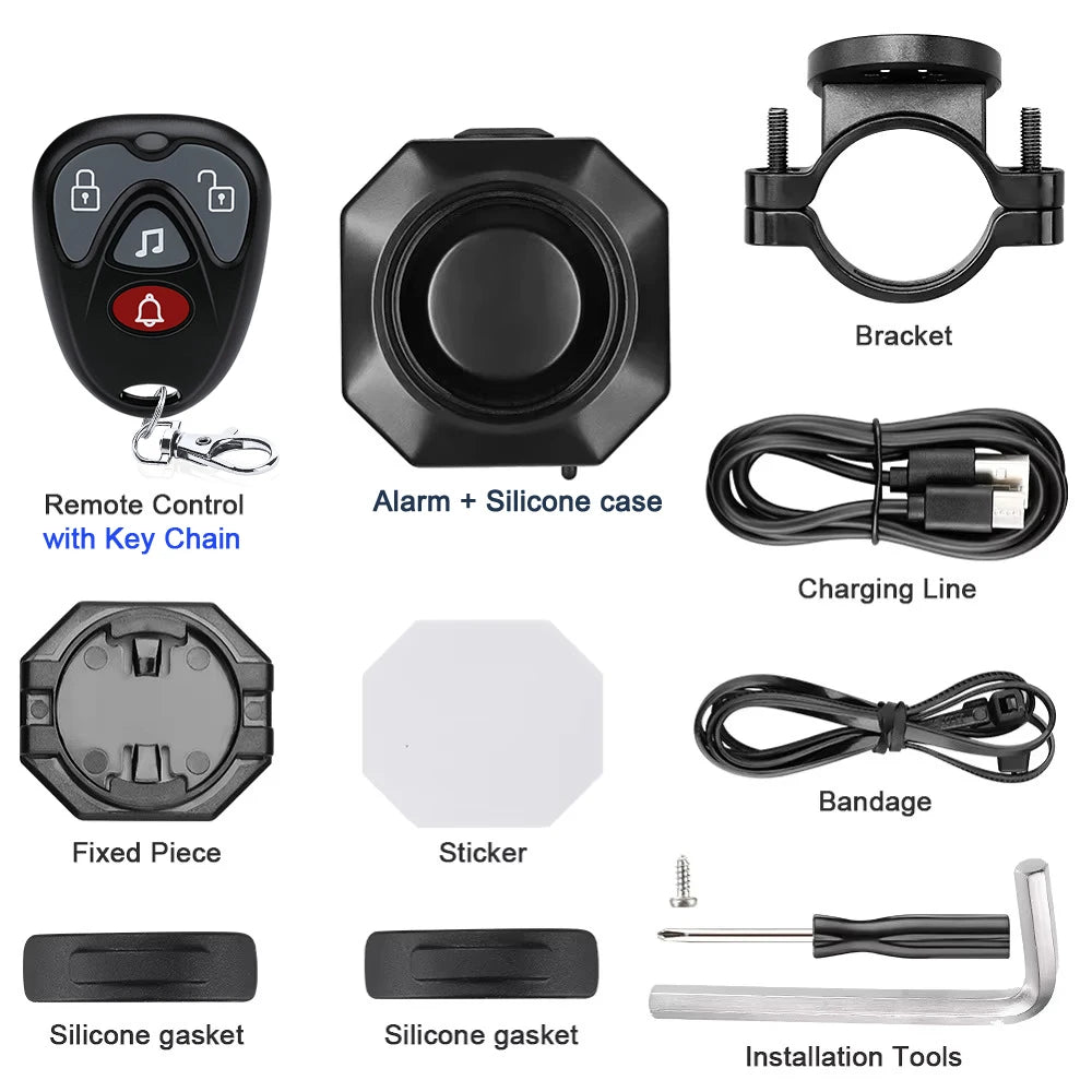 Extractme Alarme Vélo et Moto Sans Fil 110 dB Recargable USB – Detector de vibración Étanche IPX5 para Vélo, Scooter y Deux-Roues