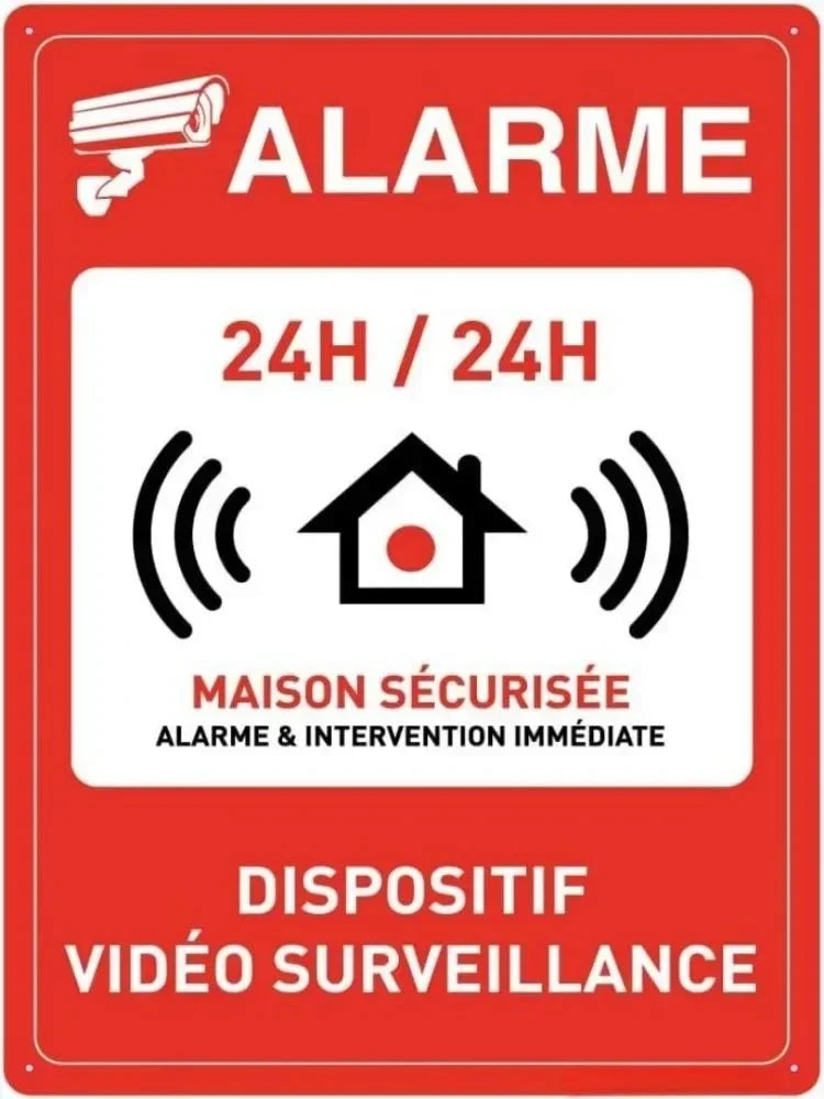 Panneau Rigide en Aluminium “Alarme Vidéo – Propriété Privée, Accès Interdit” – Signalisation de Sécurité Rétro pour Parking et Protection des Biens