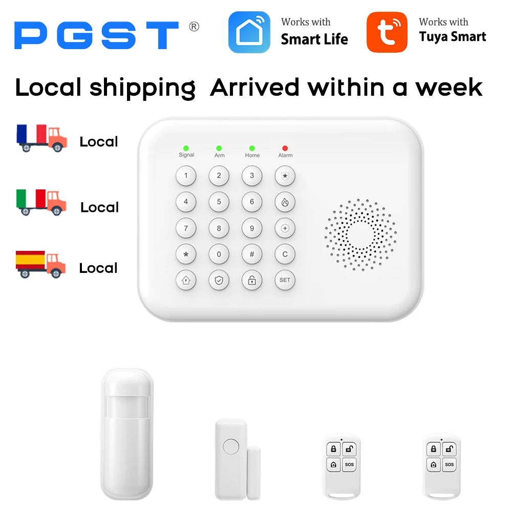 PGST – Sistema de alarma Maison Connecté WiFi &amp; GSM con aplicación Tuya, alertas instantáneas y comando vocal, kit con detectores de movimiento y apertura 