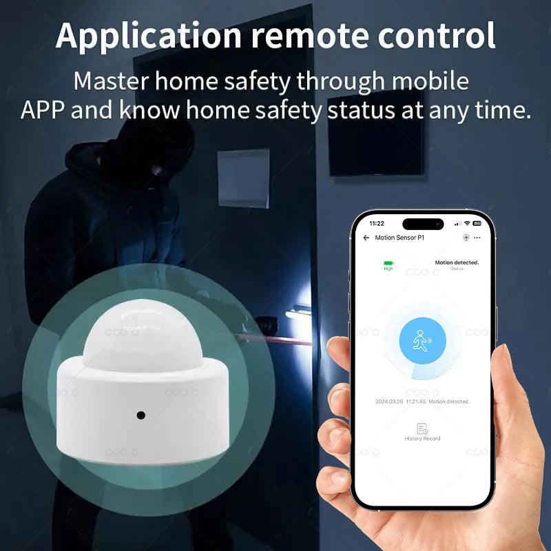 Mini detector de movimiento Zigbee PIR - Captador infrarrojo compacto Compatible con Alexa, Google Home y Zigbee2MQTT (Passera requerida)