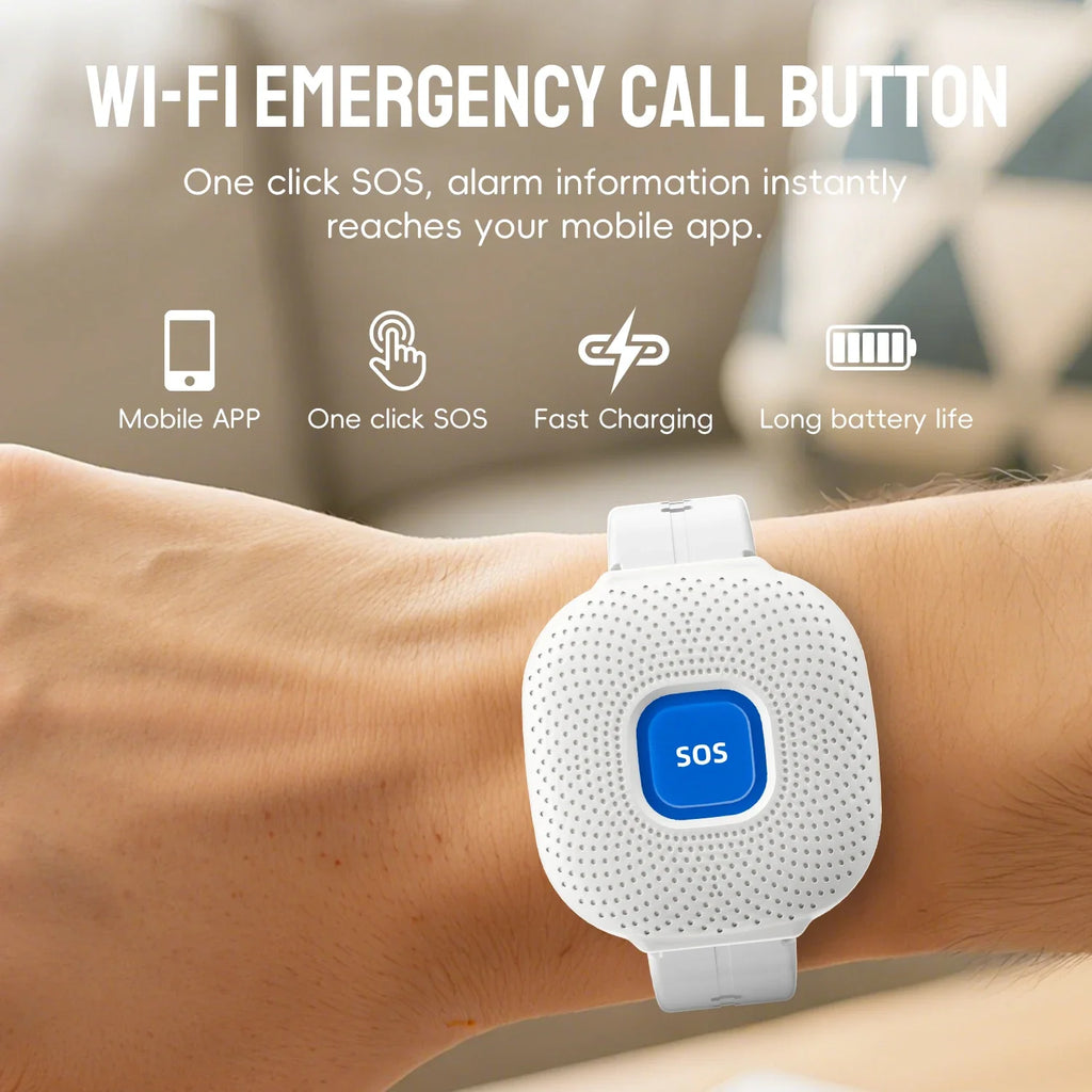 Pulsera SOS Étanche WiFi Tuya – Montre d'Alerta Urgence pour Seniors, Bouton Panique Connecté et Appel d'Assistance