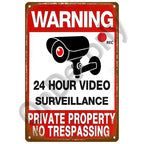 Panneau Vintage CCTV en Métal 20 x 30 cm – Plaque Murale “Vidéosurveillance 24h” pour Bar, Garage, Café et Maison