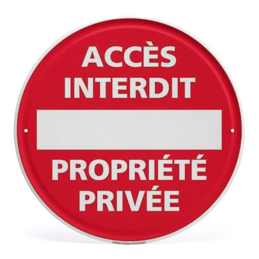 Panneau Rond en Aluminium “Propriété Privée – Accès Interdit – Vidéosurveillance” 20 cm – Signalisation de Sécurité Extérieure et Intérieure