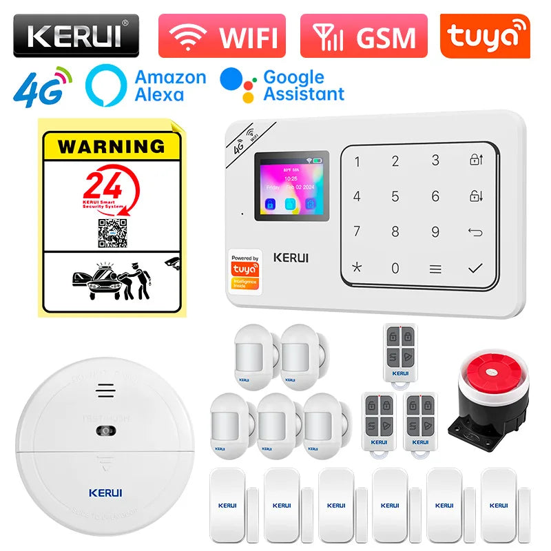 KERUI W184 – Sistema de alarma Maison Sans Fil 4G &amp; WiFi Tuya con Livraison Rapide desde Europa, Kit de Seguridad Conectado Anti-Intrusión 