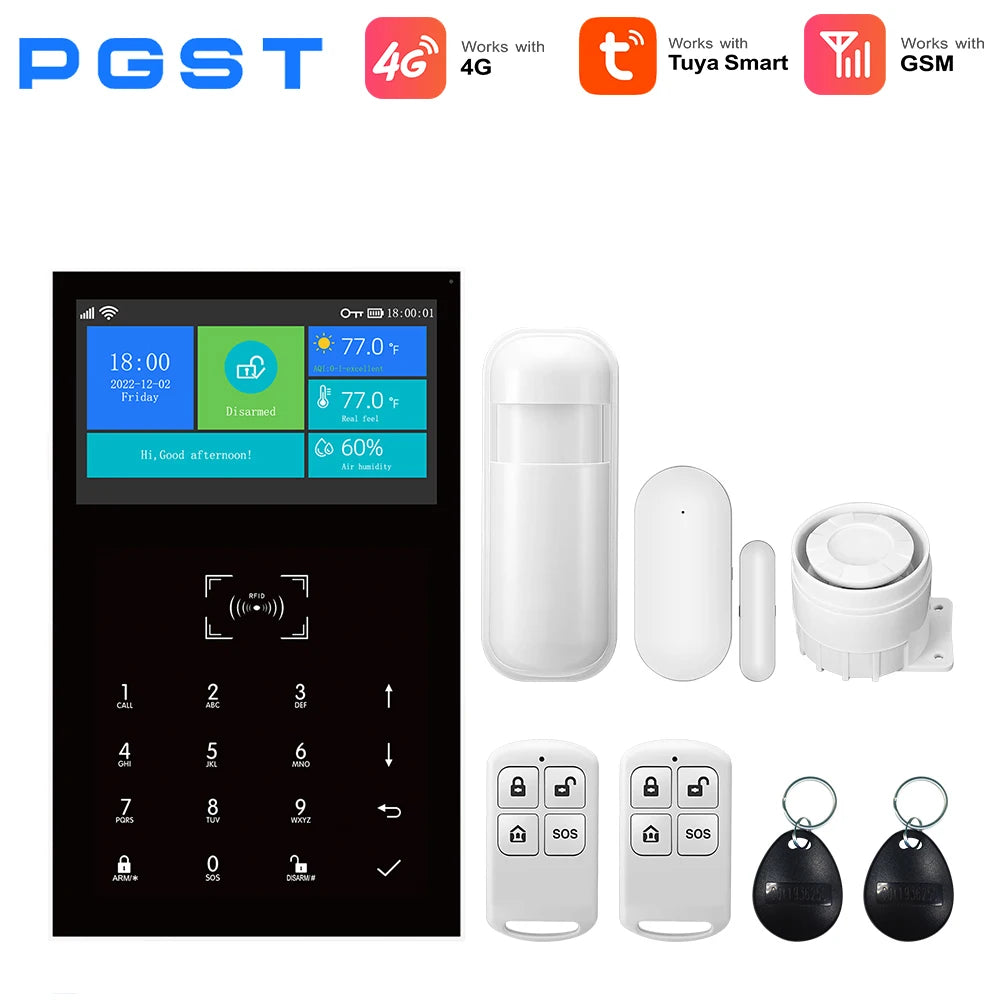 PGST 109-4G – Sistema de alarma Maison Connecté Tuya WiFi y 4G, Seguridad sin filtro con aplicación Smart Life, Capteurs de Porte et Sirène