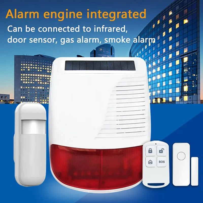 Sirène Extérieure Sans Fil Solaire 433 MHz 110 dB avec Flash – Étanche IP65 et Batterie Longue Autonomie