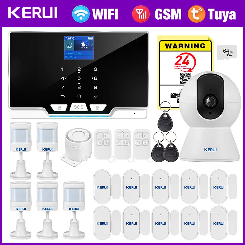 KERUI G20 - Sistema de alarma Casa Conectada Tuya Smart con color de pantalla, Sirène y detectores Sans Fil 433 MHz, Compatible Alexa 