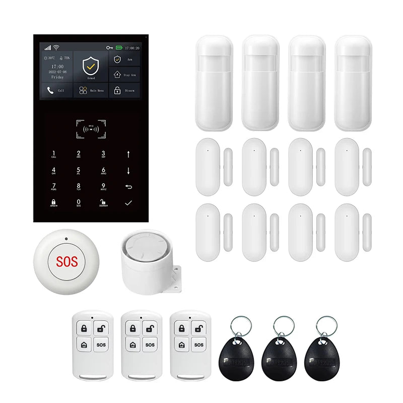 PGST A109F – WiFi-2,4G- und 4G-WiFi-Verbindungs-Alarmsystem, Tuya Smart Life-Sicherheitskit mit Bewegungsmelder und Schutzfunktionen
