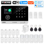 FUERS G03 – Hausalarmsystem mit Tuya-WiFi- und GSM-Verbindung, 2,4-Zoll-Farbbildschirm, Kit Sécurité Sans Fil mit Tür- und Bewegungsmelder