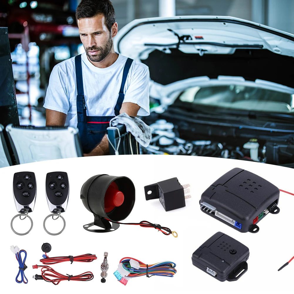 MOJOYCE Alarme Voiture Universelle avec Télécommande – Système Antivol, Verrouillage Centralisé et Entrée Sans Clé