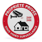 Panneau Rond en Aluminium “Propriété Privée – Accès Interdit – Vidéosurveillance” 20 cm – Señalización de seguridad exterior e interior 