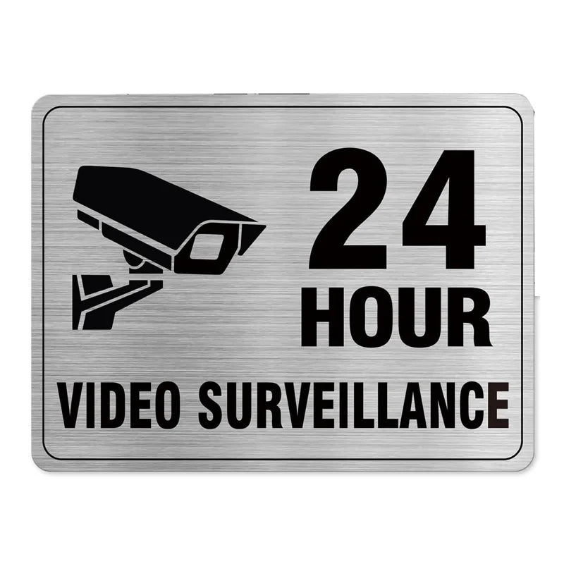 Panneau “Vidéosurveillance 24h – Propriété Privée – Accès Interdit” en Aluminium – Plaque de Sécurité Moderne pour Intérieur et Extérieur