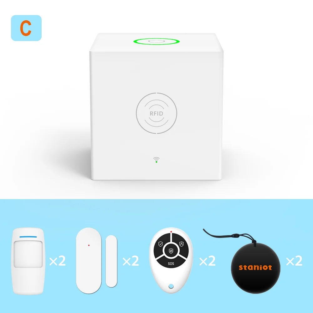 Staniot SecCube 3 H320 – WLAN-Hausalarmsystem mit integrierter Sirene, RFID und Anwendungssteuerung