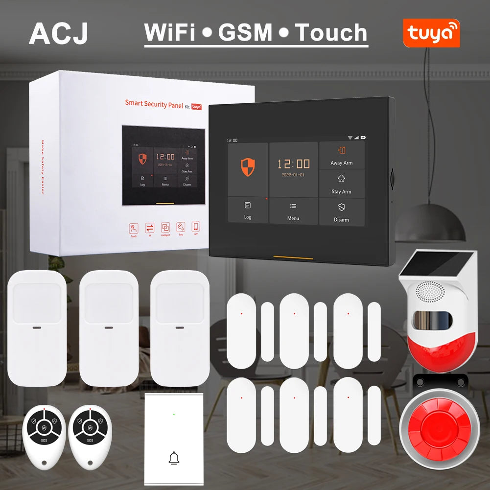 ACJ H501 - Sistema de alarma Maison Connecté WiFi + GSM 2G, Kit Seguridad Sans Fil 433 MHz con Captores y Control Tuya / Alexa 