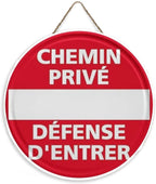 Panneau Rond en Bois “Propriété Privée – Accès Interdit – Vidéosurveillance” – Decoración Murale Seguridad para Cour, Jardin et Allée 