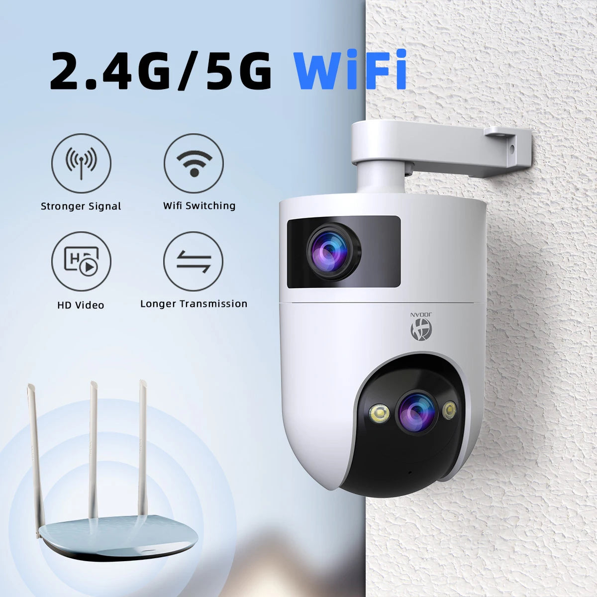 Caméra de Surveillance JOOAN WiFi 4K à Double Objectif – Caméra PTZ Extérieure avec Suivi Automatique, Vision Nocturne Couleur et Audio Bidirectionnel