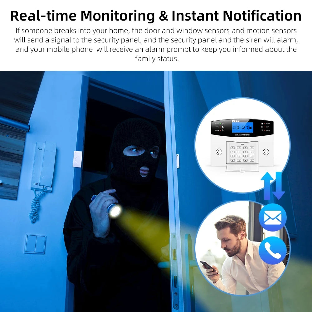 SMARSECUR TY-505 - Sistema de alarma Maison Connecté WiFi &amp; GSM, Seguridad Sans Fil DIY con aplicación Tuya, Compatible Alexa