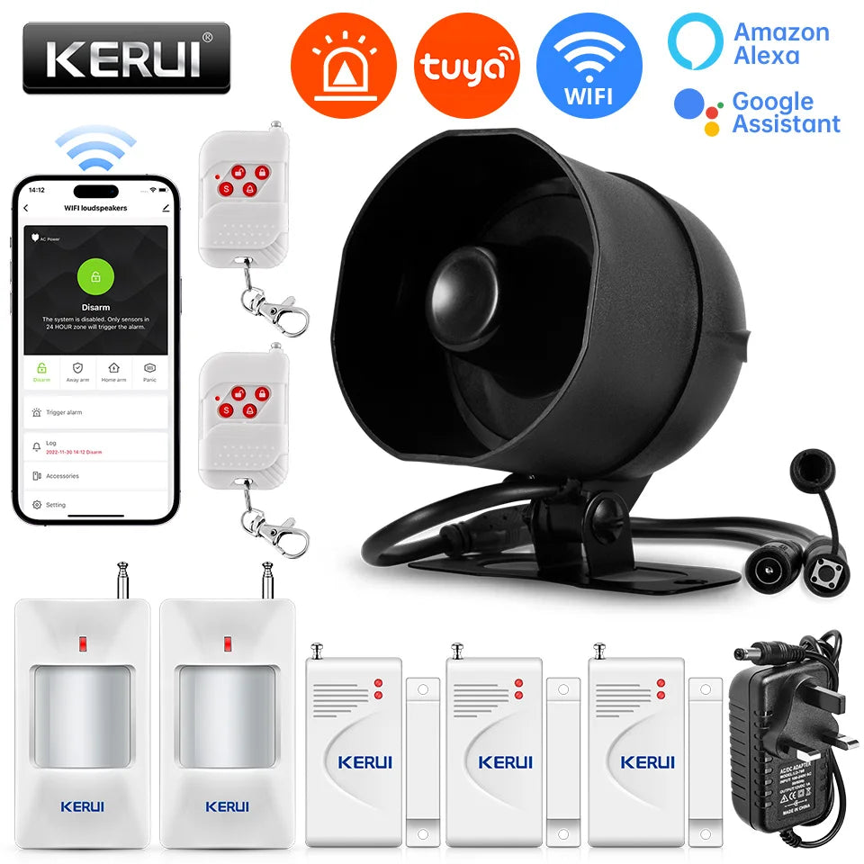 KERUI – Sistema de alarma Maison Connecté WiFi Tuya con Sirène 120 dB, Captores de movimiento y apertura