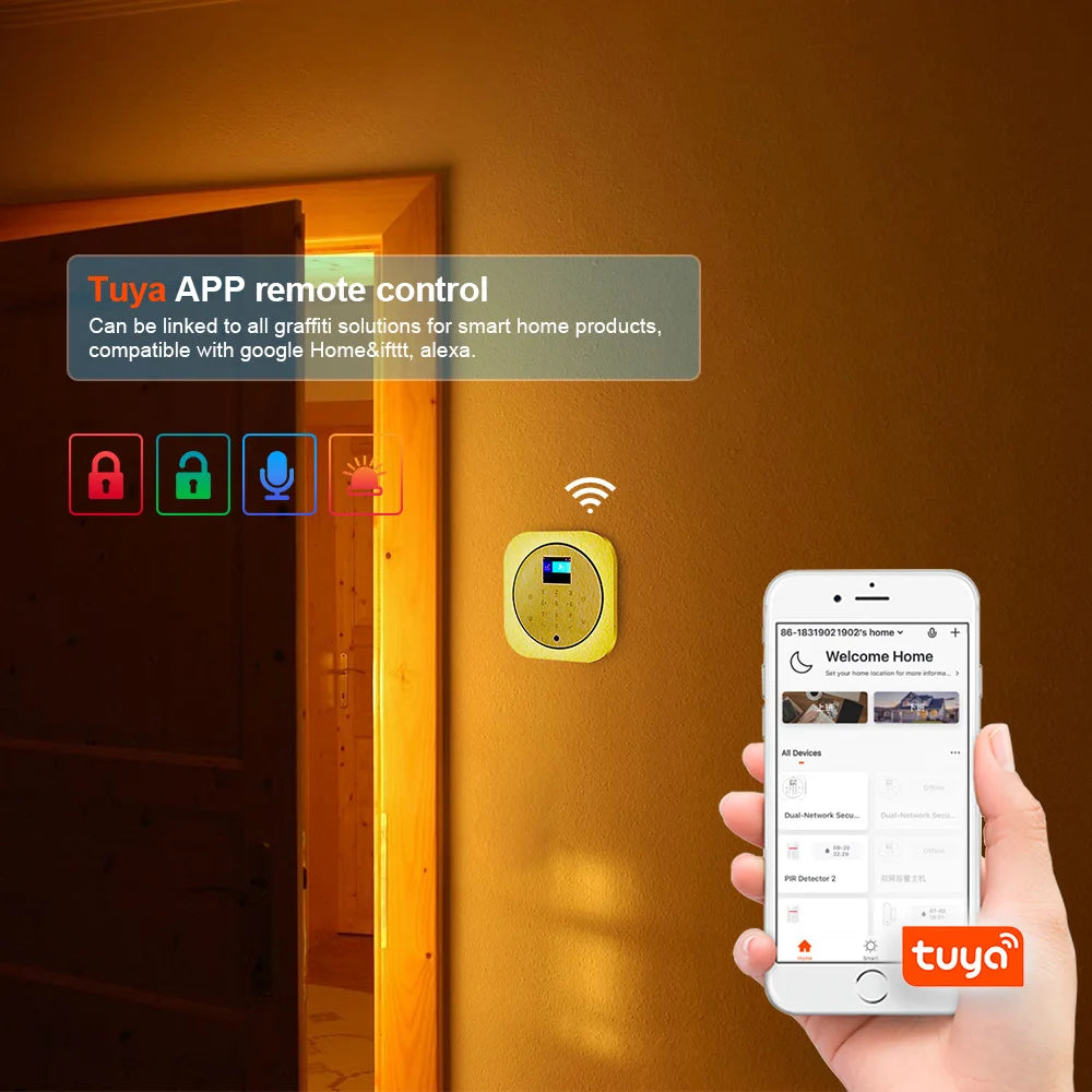 KERUI G12 – Sistema de alarma GSM Sans Fil con aplicación Tuya, Sirène y detectores de movimiento y apertura