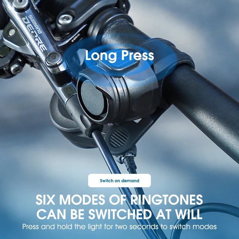 WEST BIKING Sonnette Électrique pour Vélo Rechargeable USB – Klaxon Puissant 6 Modes pour VTT, Vélo de Route et Vélo Urbain