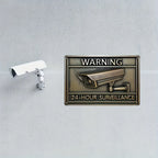 Panneau Avertissement Vidéosurveillance Vintage en Aluminium – Plaque Murale Sécurité avec Icône Caméra pour Maison, Garage et Bar
