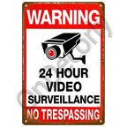 Panneau Vintage CCTV en Métal 20 x 30 cm – Plaque Murale “Vidéosurveillance 24h” pour Bar, Garage, Café et Maison