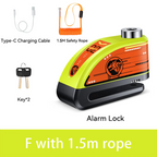 Rockbye Antivol à Disque avec Alarme 120 dB Rechargeable – Bloque-Disque Étanche pour Moto, Scooter et Vélo avec Câble de Sécurité