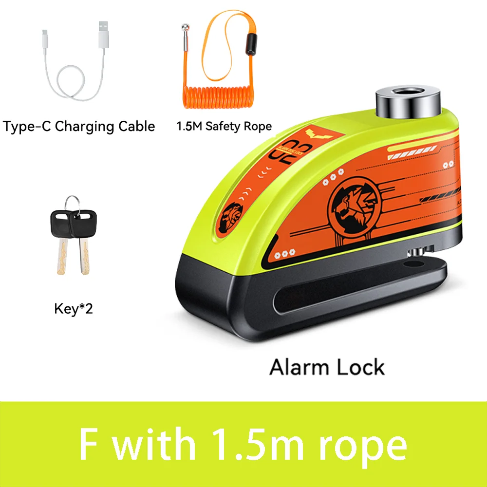 Rockbye Antivol à Disque avec Alarme 120 dB Rechargeable – Bloque-Disque Étanche pour Moto, Scooter et Vélo avec Câble de Sécurité