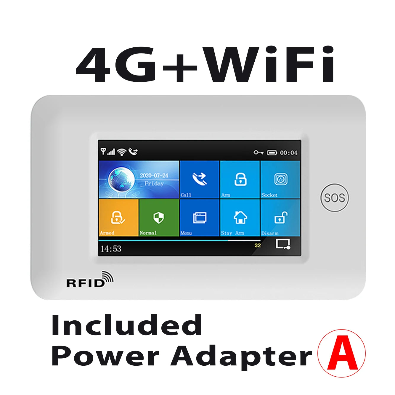 SMARSECUR TY-106 – Sistema de Alarma Casa Conectado WiFi &amp; GSM 2G/4G, Pantalla Táctil 4,3", RFID, Compatible con Tuya, Alexa y Google Assistant 