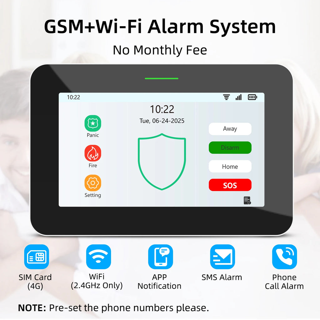 CPVAN CP10 Pro Nuevo – Sistema de alarma Casa WiFi + 4G Tuya con pantalla táctil de 7", Sirène 115 dB y batería 5000 mAh