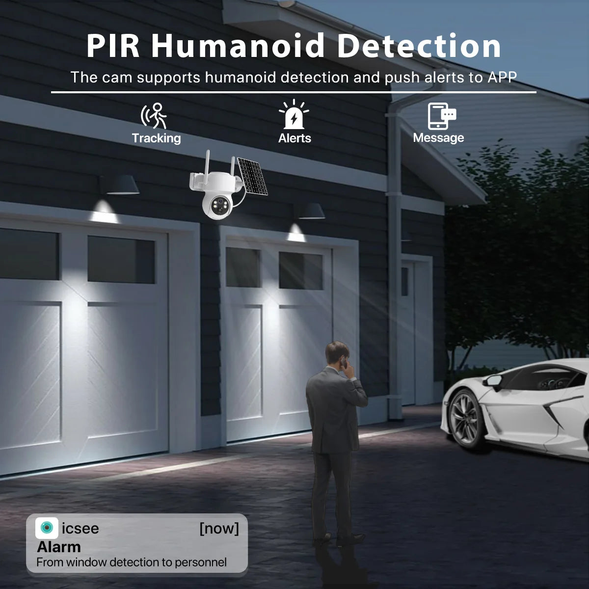 Caméra de Surveillance Extérieure Solaire WiFi PTZ avec Batterie Intégrée – HD, Vision Nocturne Infrarouge, Détection et Contrôle à Distance iCSee