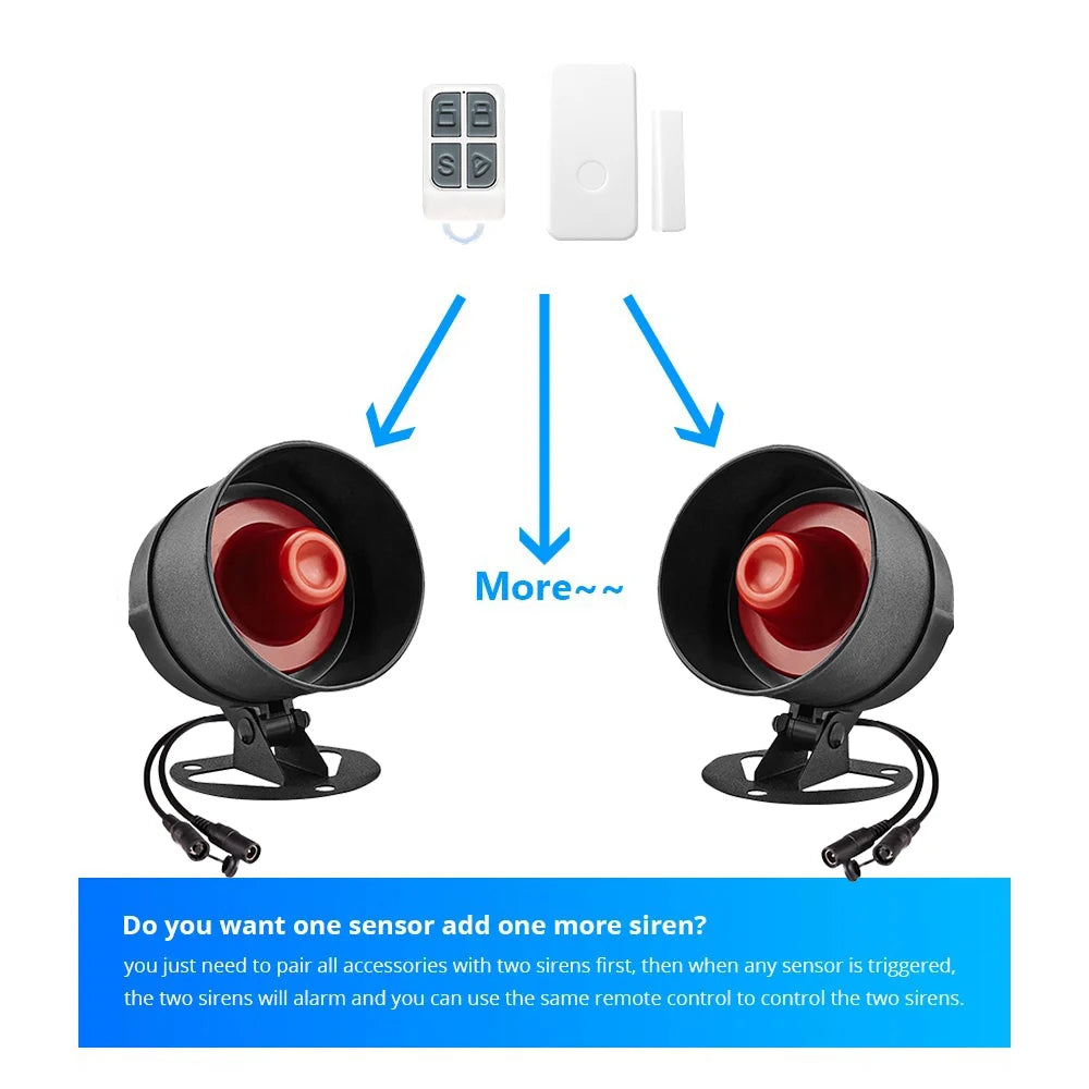 ONENUO 105W – Sirène Extérieure Sans Fil 433 MHz 110 dB con Flash, Étanche, para sistemas de alarma Maison Tuya WiFi y GSM