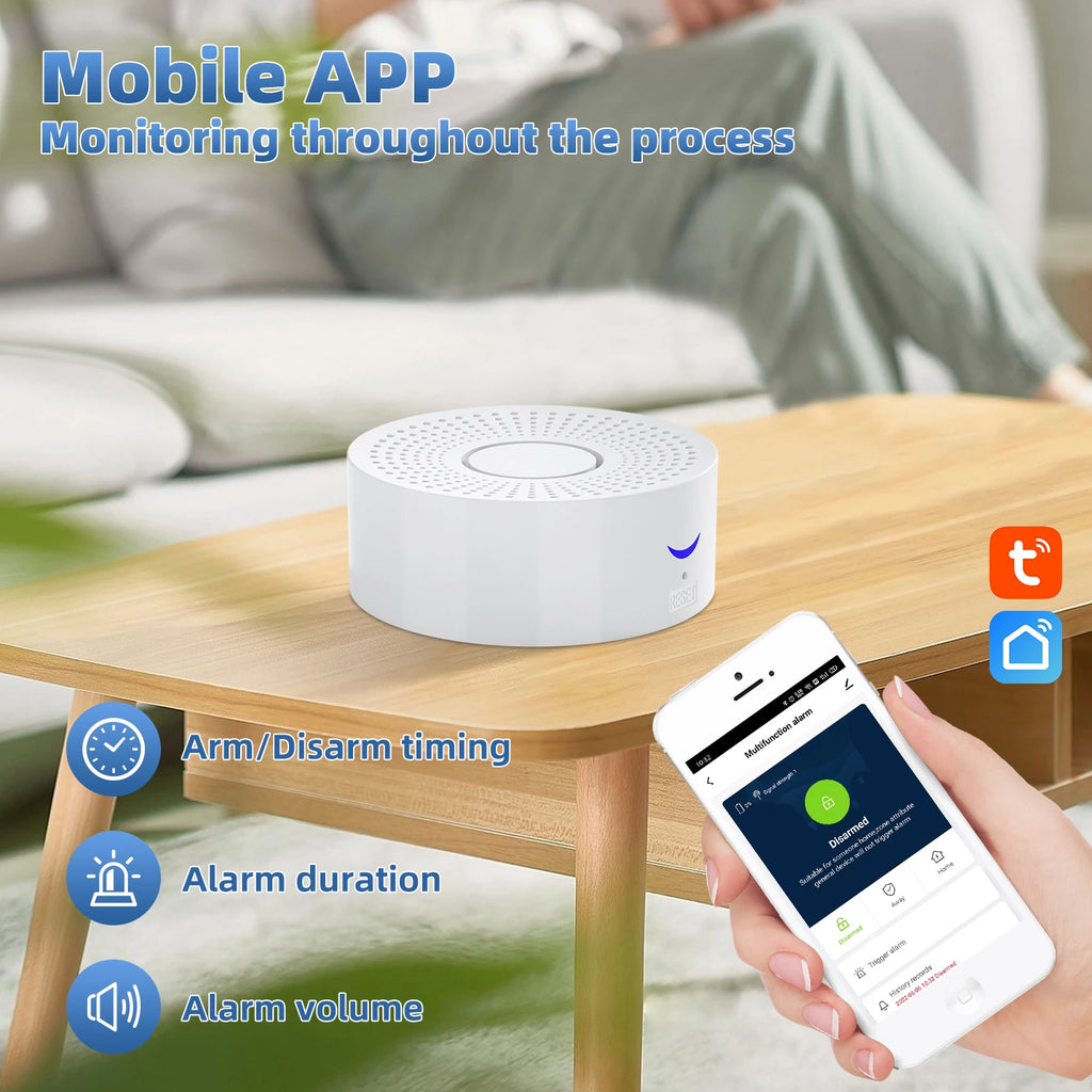 Alarmsystem Maison Connecté Tuya WiFi 433 MHz mit Sirene 120 dB – Kit Sans Fil Smart Life, kompatibel mit Alexa und Google 