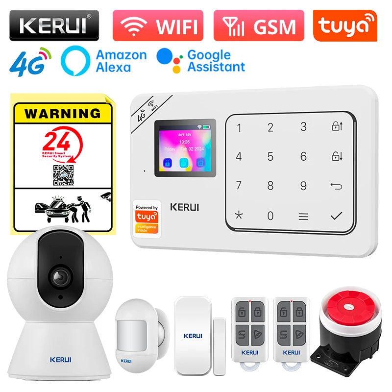 KERUI W184 – Sistema de alarma Maison Sans Fil 4G &amp; WiFi Tuya con Livraison Rapide desde Europa, Kit de Seguridad Conectado Anti-Intrusión 