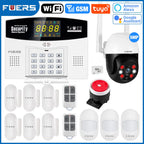 FUERS W210 – Système d’Alarme Maison Connecté Tuya WiFi & GSM avec Écran LCD Couleur, Kit Sécurité Sans Fil et Caméra IP 3MP