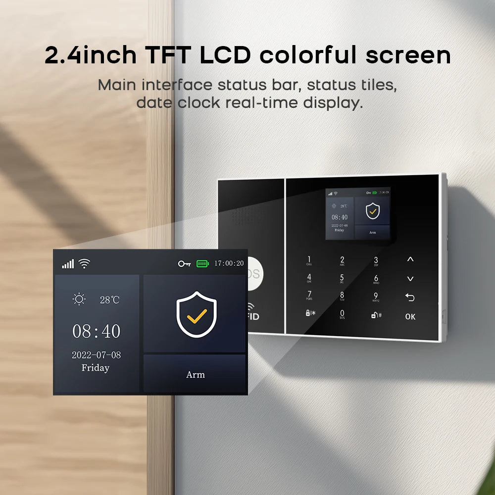 PGST 108-2G – Hausalarmsystem mit Tuya-WiFi- und GSM-Verbindung, Sans Fil-Sicherheitsset mit Tür-/Fenster- und Bewegungsmelder, Alexa-kompatibel