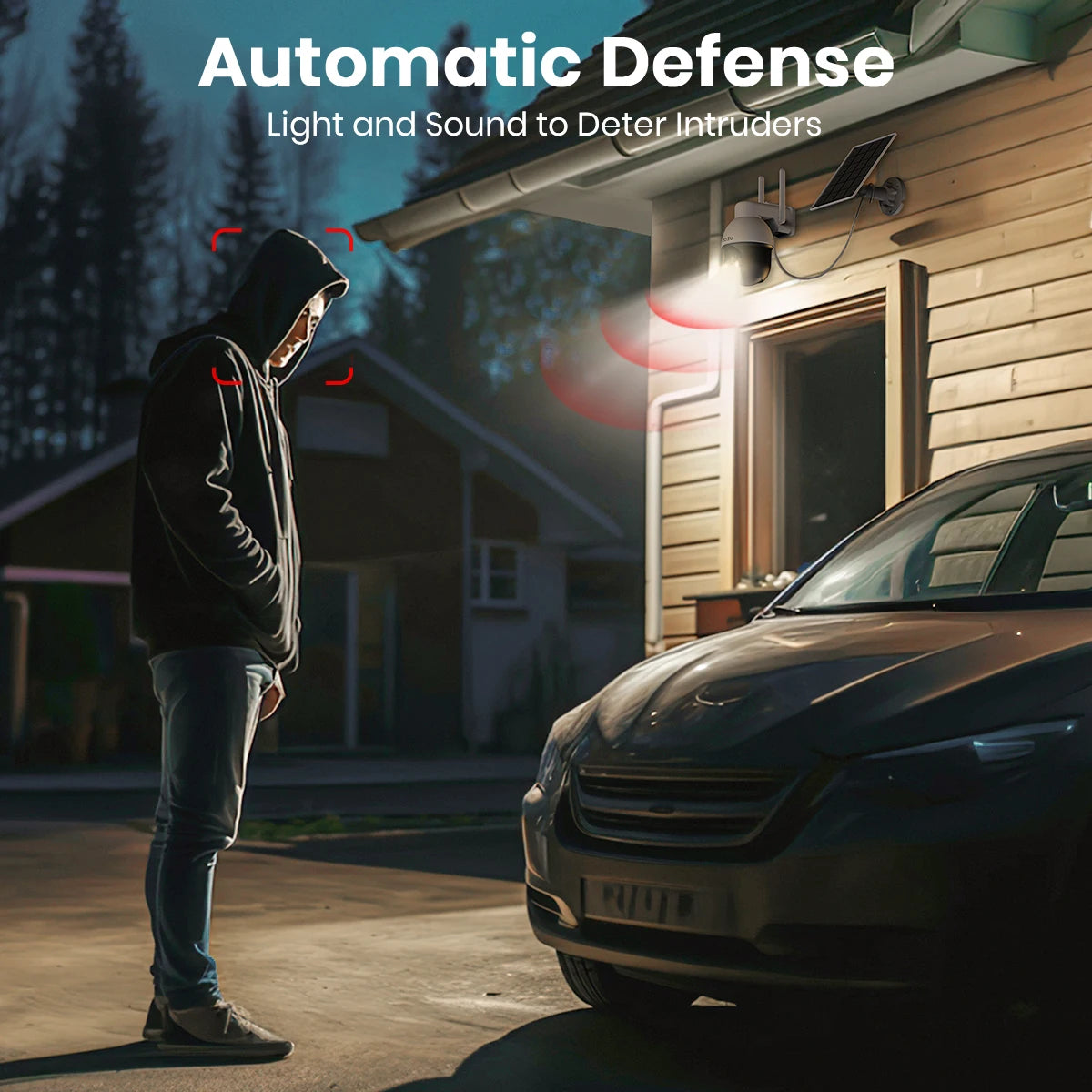 Caméra de Surveillance Extérieure Solaire AOSU 3MP PTZ – WiFi Sans Fil, Batterie Intégrée, Détection Humaine IA, Vision Nocturne Couleur et Audio Bidirectionnel