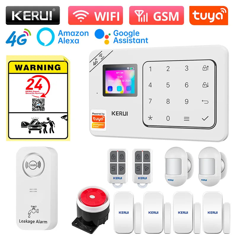 KERUI W184 – Sistema de alarma Casa 4G y WiFi Tuya con Livraison Rapide desde Europa, Kit Sans Fil con Capteurs y Protección Anti-Intrusión 