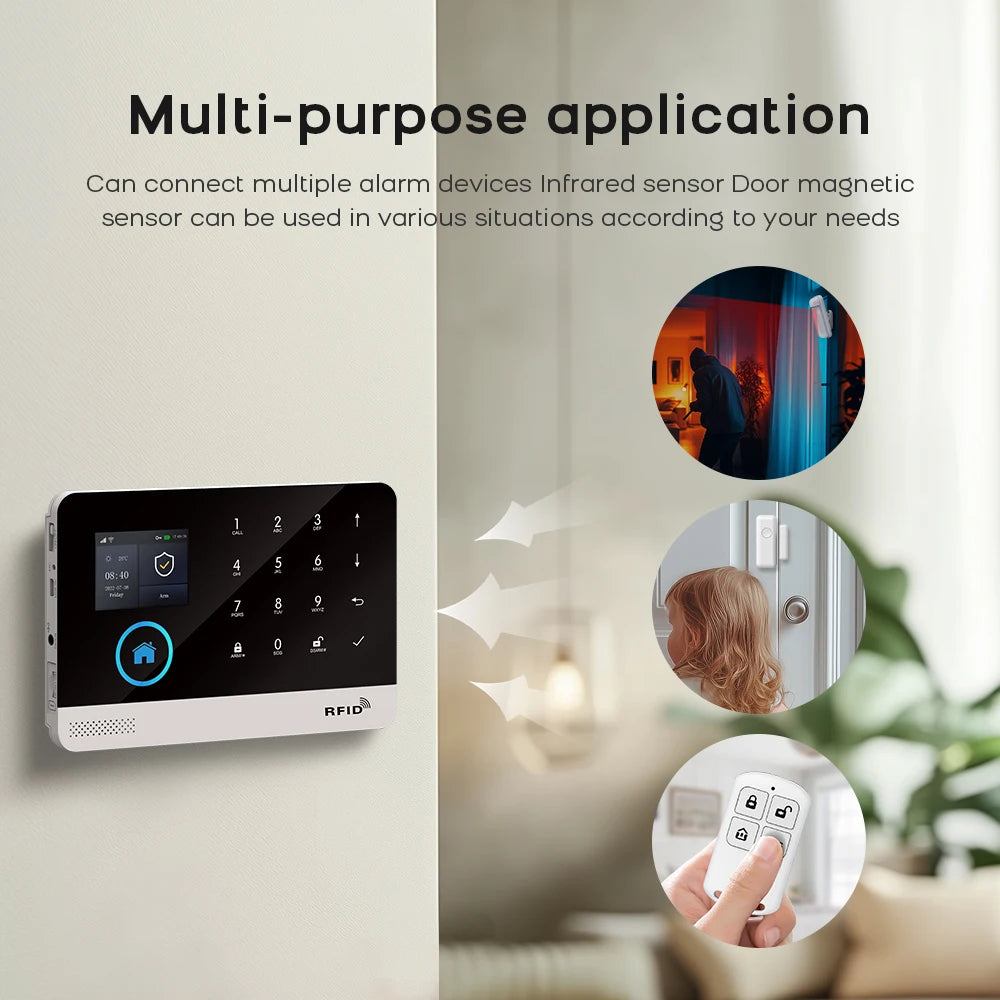Système d’Alarme Maison PGST 4G WiFi avec Écran – Kit Sécurité Connectée Tuya Compatible Alexa et Smart Life