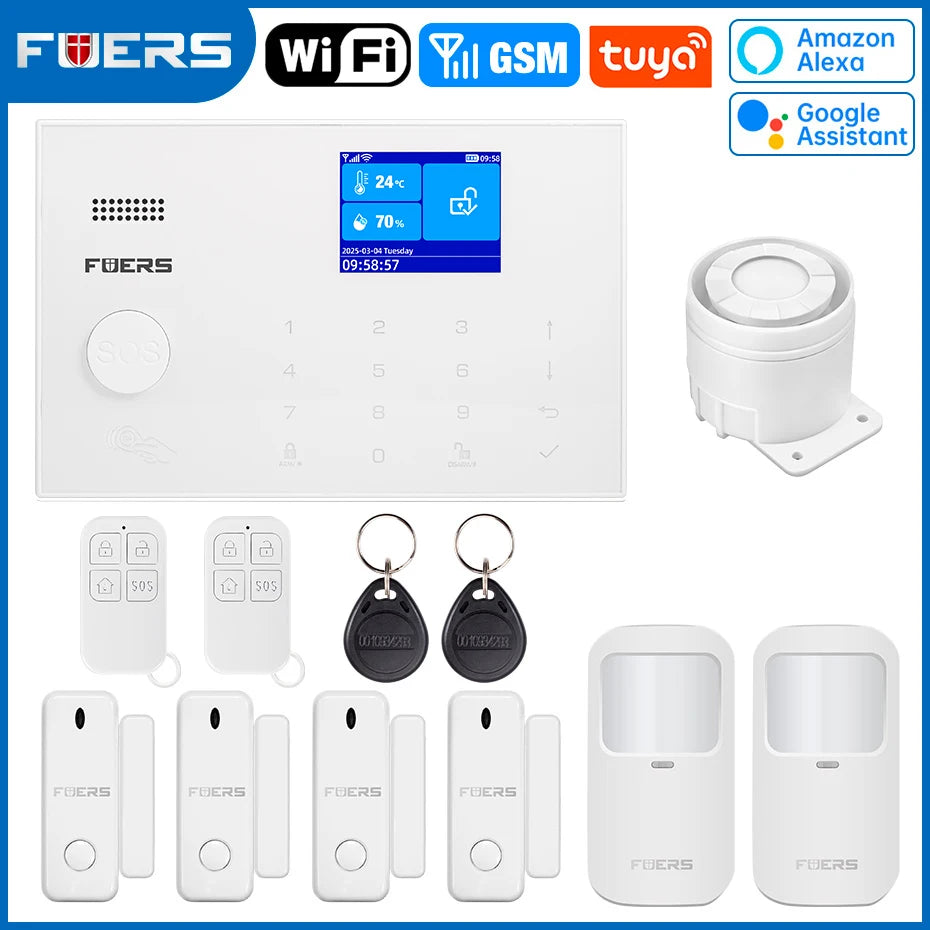 FUERS G30 – Hausalarmsystem mit WiFi- und GSM-Verbindung, Farbbildschirm, Sirene und Detektoren, fillose Sicherheit mit Anwendung
