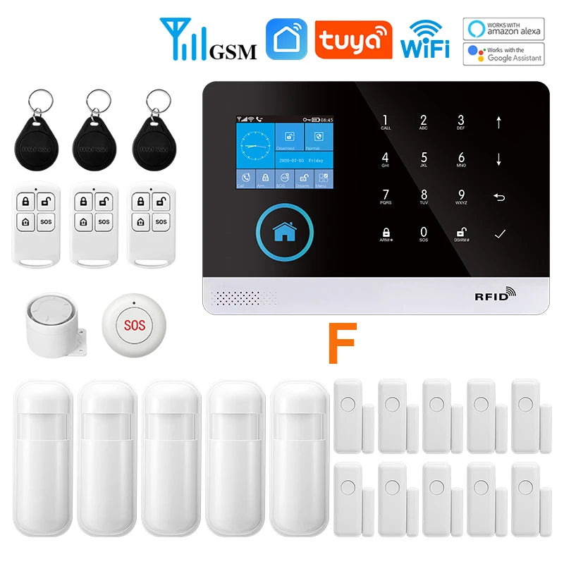 MULO PG-103 - Sistema de alarma Maison Sans Fil WiFi &amp; GSM 433 MHz, color electrónico, compatible con Tuya, Alexa y Google Assistant 