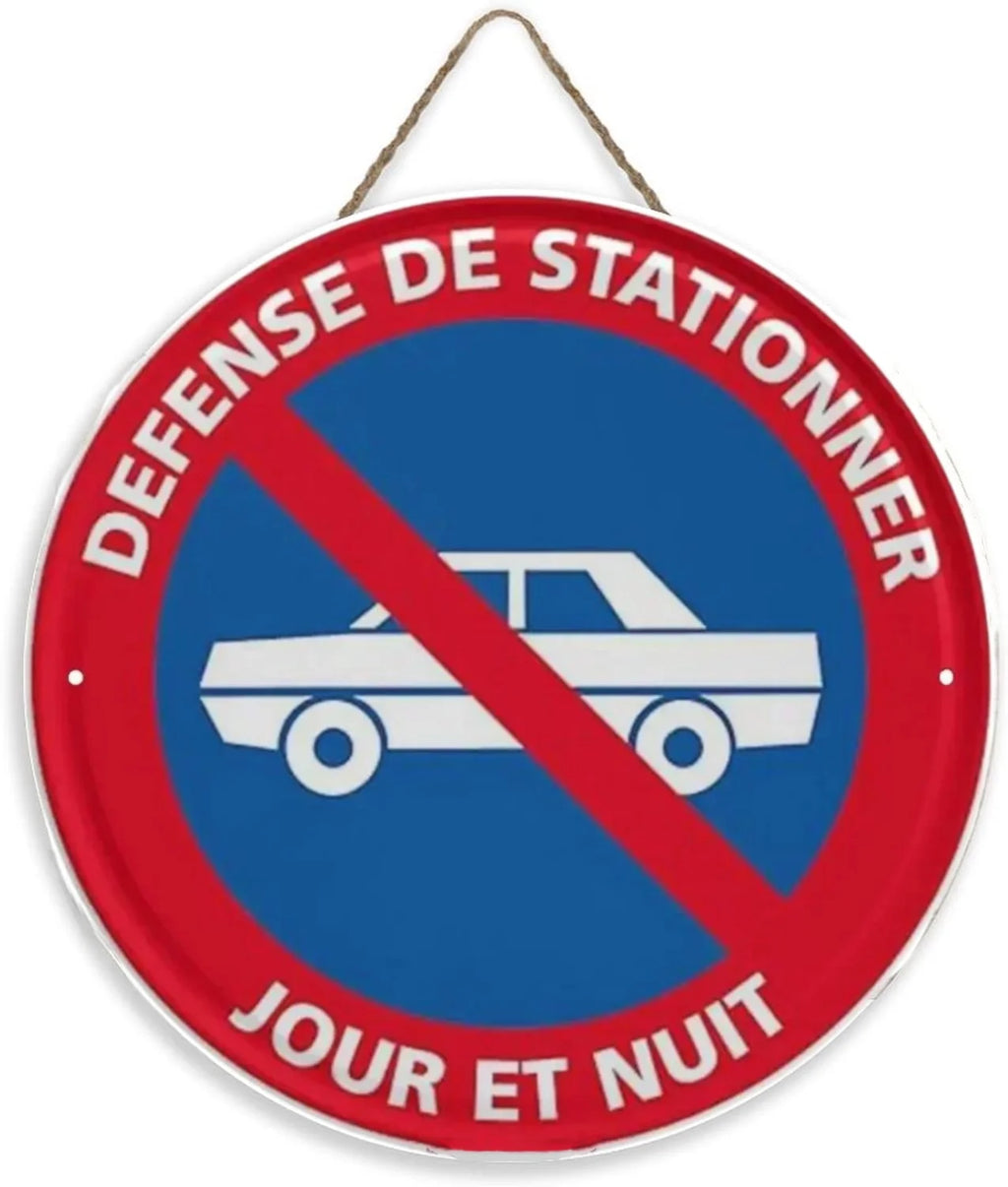 Panneau Rond en Bois “Propriété Privée – Accès Interdit – Vidéosurveillance” – Decoración Murale Seguridad para Cour, Jardin et Allée 