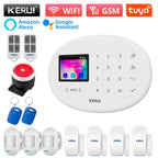 KERUI W202 – Sistema de alarma Maison Connecté Tuya WiFi &amp; GSM 433 MHz, Kit Seguridad Sans Fil con detector de movimiento, Capteurs Porte/Fenêtre et Sirène 