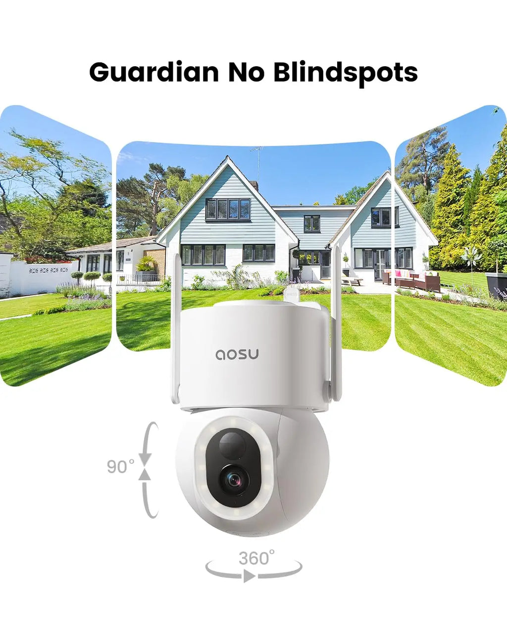 Caméra de Surveillance Solaire AOSU 5MP PTZ 360° – Caméra Extérieure Sans Fil avec IA, Vision Nocturne Couleur et Audio Bidirectionnel