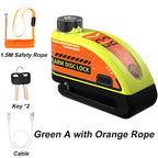 Wiederaufladbarer Anti-Volumen-Alarm für Motorräder und Fahrräder – Blockiert 110 dB mit Sicherheitskabel und USB-C-Aufladung 