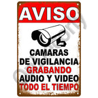 Panneau Vintage CCTV en Métal 20 x 30 cm – Plaque Murale “Vidéosurveillance 24h” pour Bar, Garage, Café et Maison