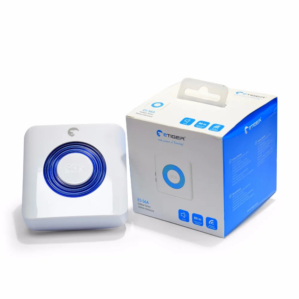 Sirène Intérieure Sans Fil eTiger ES-S6A 85 dB con Flash – Compatible con sistemas de seguridad eTiger Secual