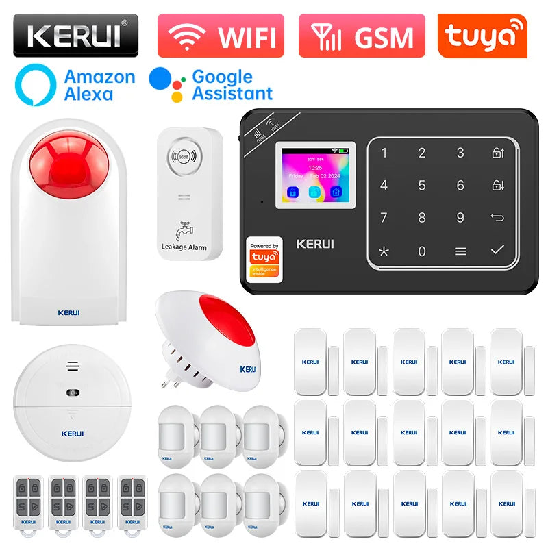 KERUI W181 – Système d’Alarme Maison Connecté Tuya WiFi & GSM 433 MHz, Kit Sécurité Sans Fil avec Détecteur de Mouvement, Capteurs Porte/Fenêtre et Compatibilité Caméra IP