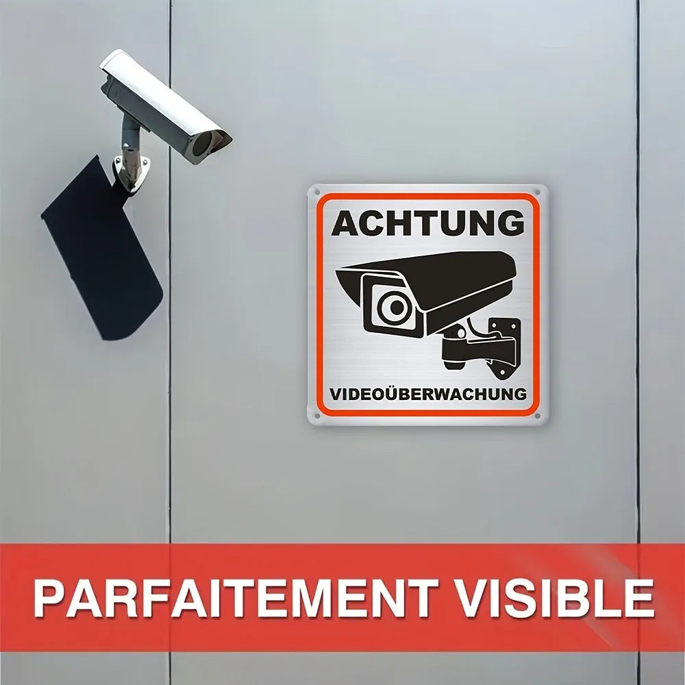 Panneau Caméra de Sécurité Classique en Aluminium 20x20 cm – Signalisation Vidéosurveillance Sans Électricité