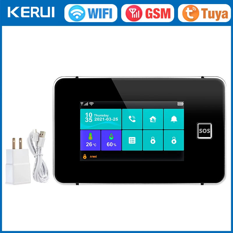 KERUI G60B – Sistema de alarma Maison Connecté Tuya WiFi &amp; GSM con pantalla táctil 4,3", Pantalla de temperatura y humedad